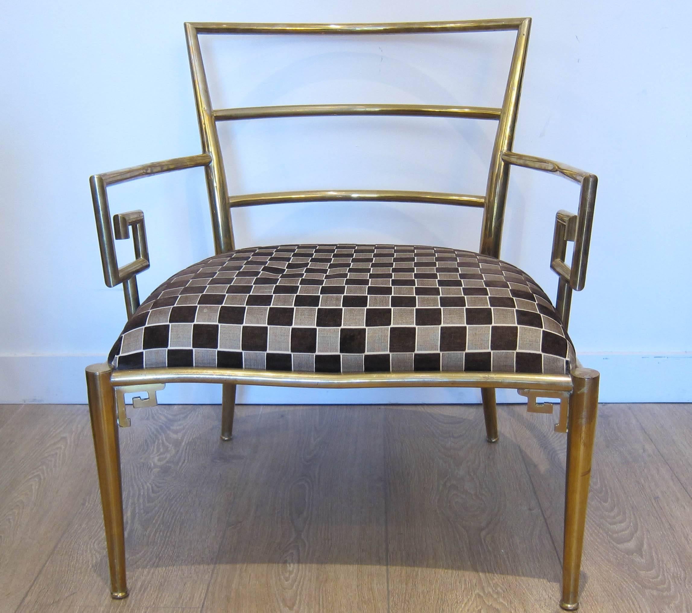 Pair of brass lounge/armchairs by Weiman/Warren Lloyd. Very good condition overall, few non-abrasive dings, which don't take much away of the condition.