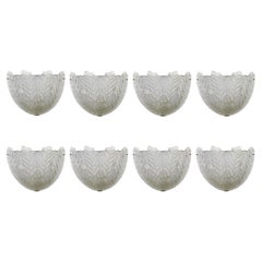 8 große Wandleuchten im Mid-Century-Modern-Stil aus mattiertem Murano-Glas und Chrom, Italien