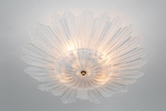 Small Two-Tier Murano Frosted Glass Petal Sunburst Flush Mount, Italy