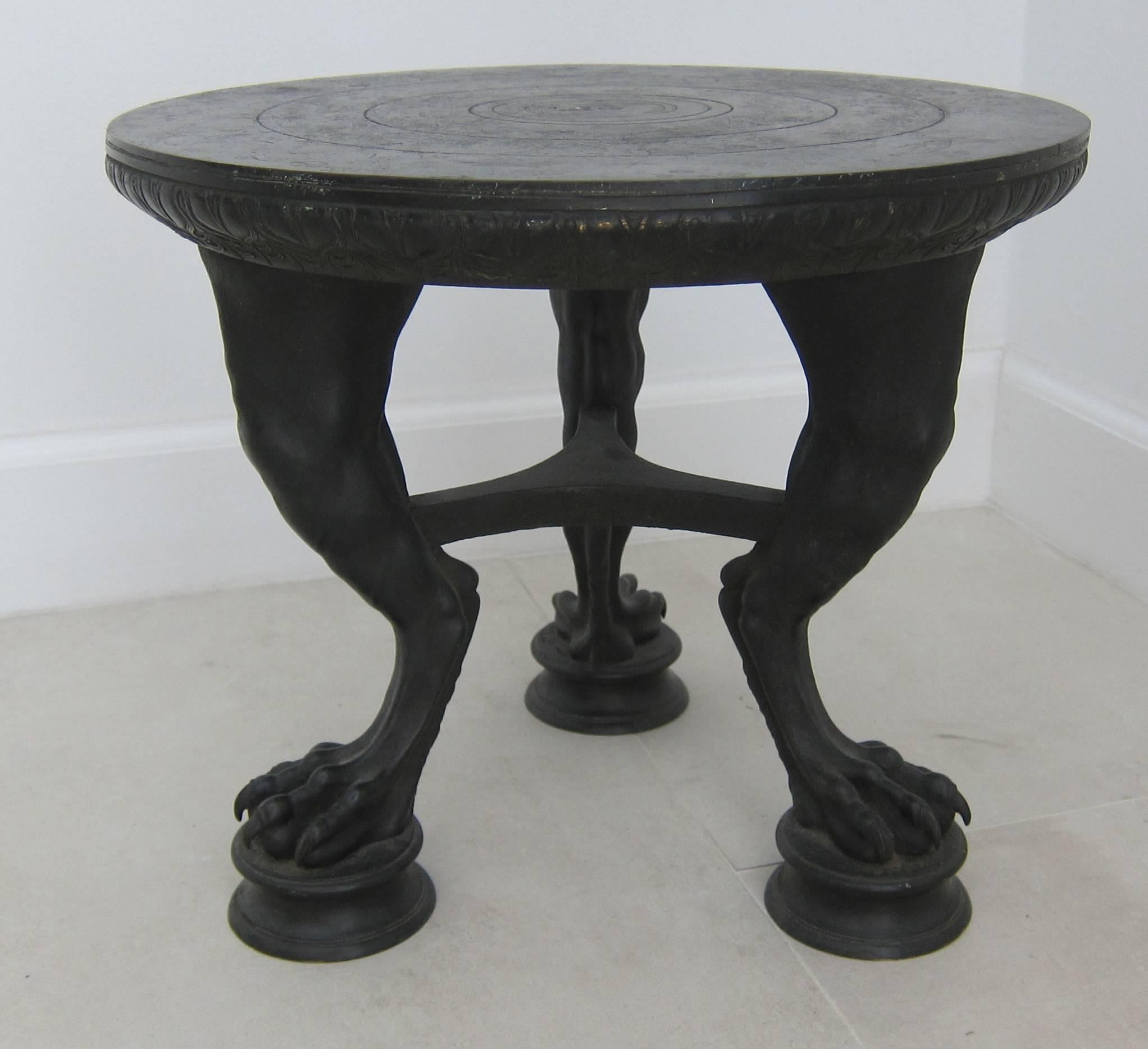 Rare  Etruscan style bronze tripod stand or table by Sabatino De Angelis and Fils, Italy, late 19th century.
Please see similar higher version we have listed.