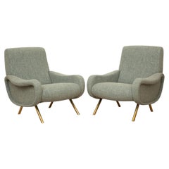 Pair of Lady Lounge Chairs by Marco Zanuso, Newly Upholstered, Italy 1960's
