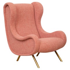 Single Pink Upholstred Senior Lounge Chair by Marco Zanuso