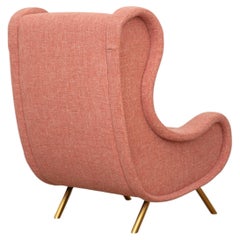 Single Pink Upholstred Senior Lounge Chair by Marco Zanuso