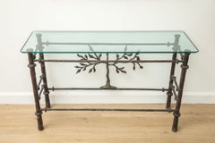 Single Giacometti style Console Dark Bronze Patina, USA 1970's