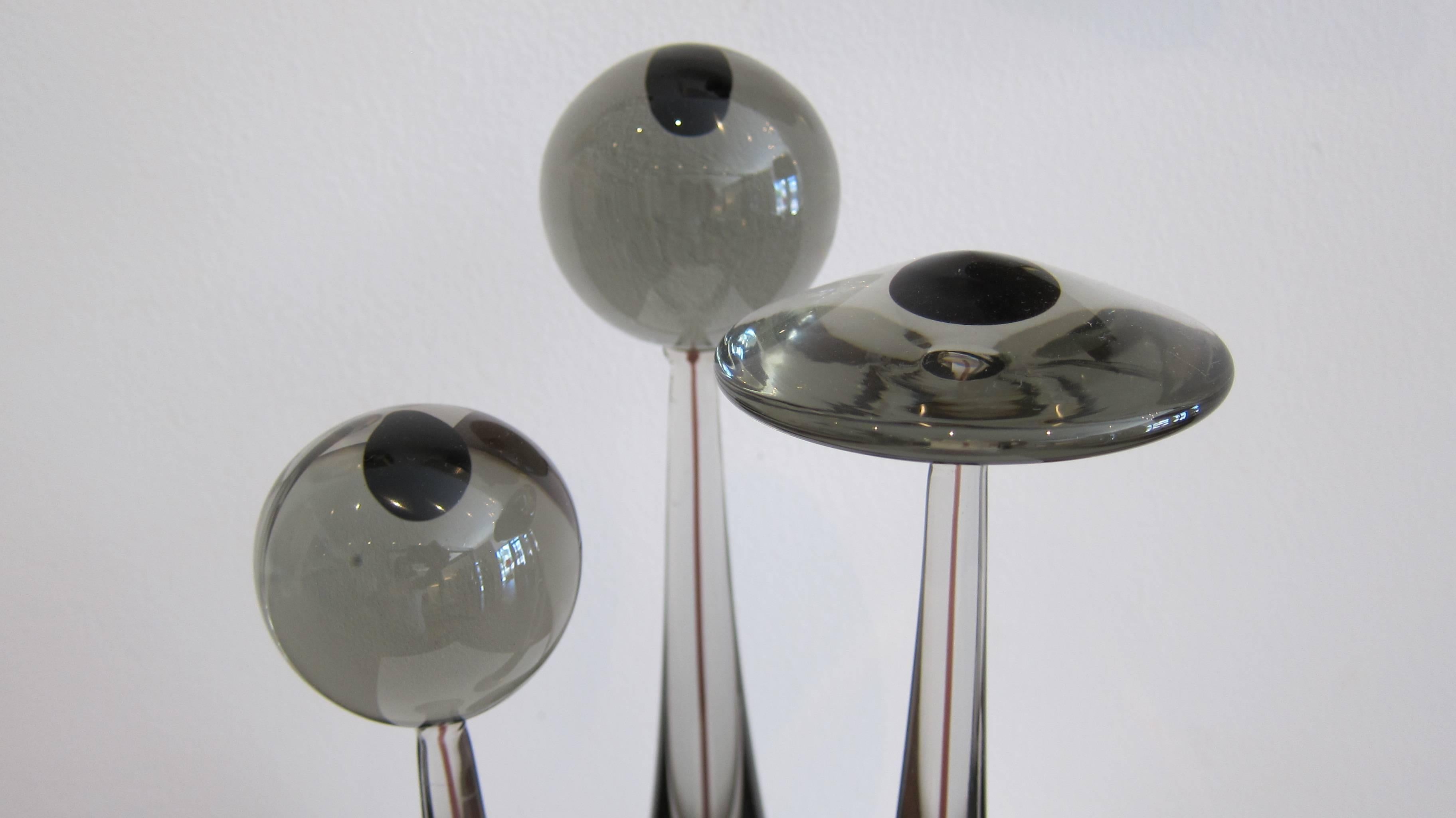 Three Sommerso glass sculptures by Luciano Gaspari. Italy circa 1958
Sizes are 12