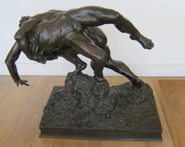 "Wrestlers" Bronze Sculpture by Jef Lambeaux For Sale at 1stDibs