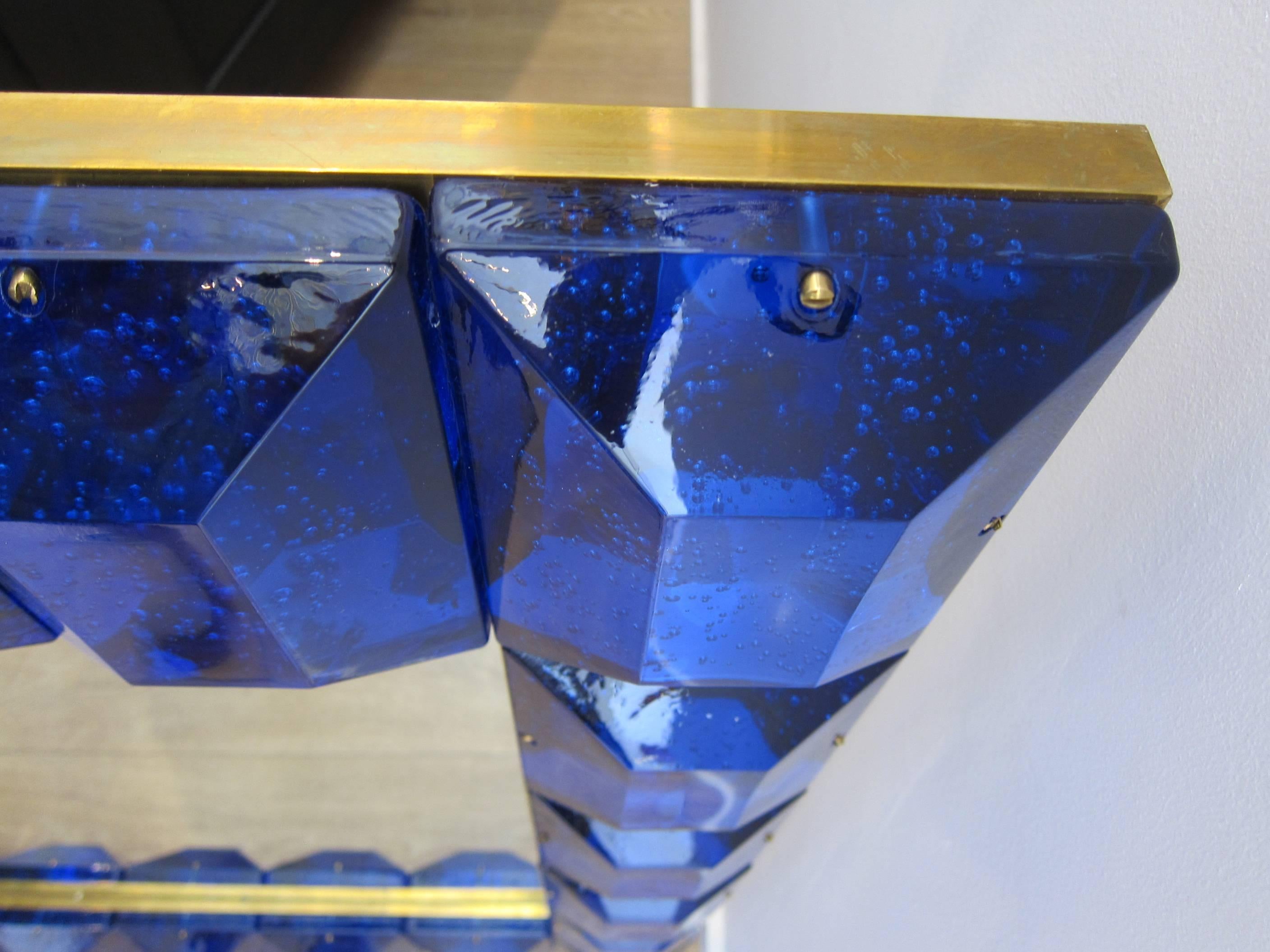 Italian Pair of Cobalt Blue Murano Glass Mirrors