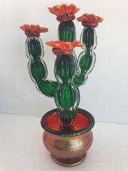 Two Murano Glass Cactus in Pots