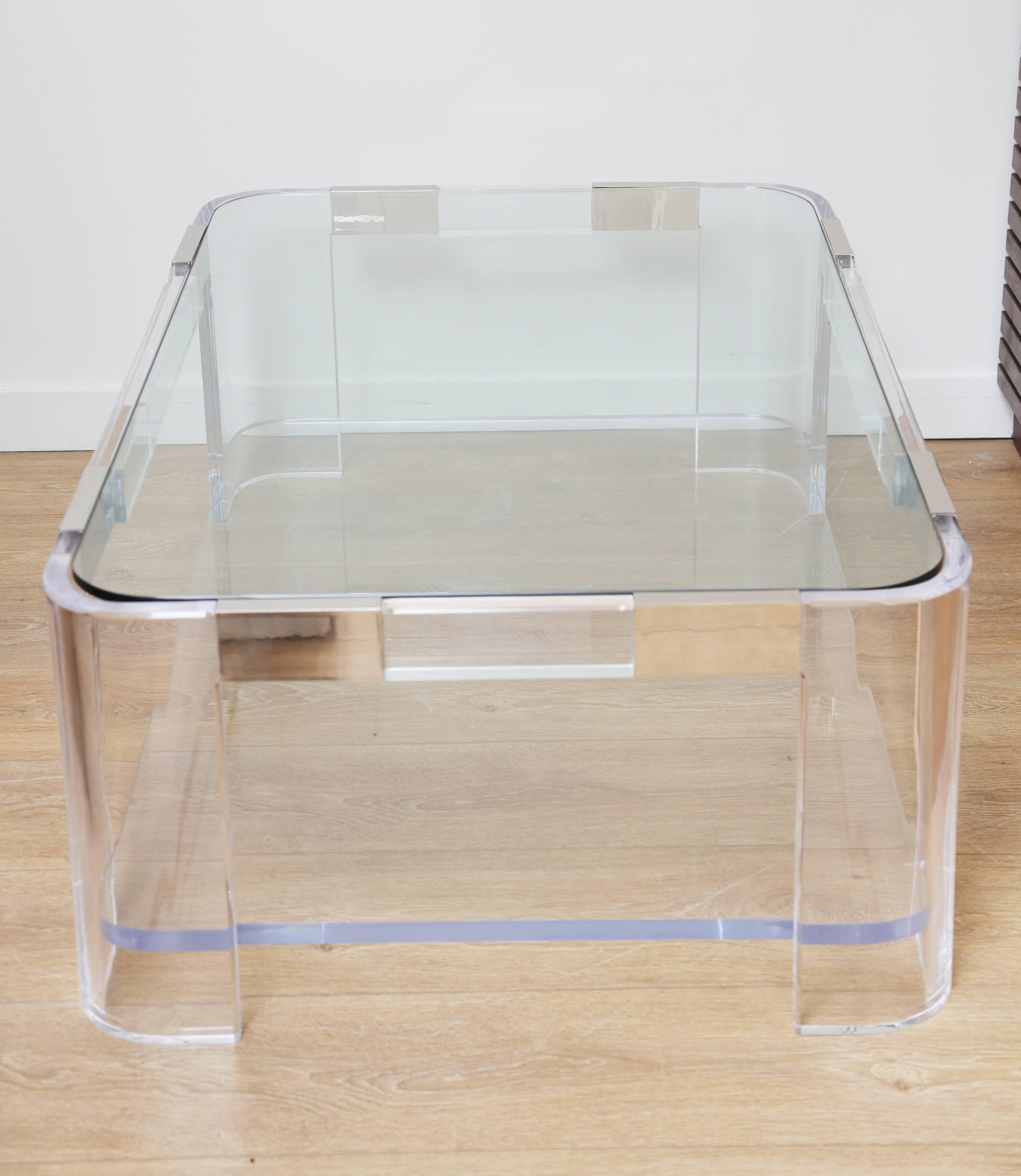 Late 20th Century Large Lucite Two-Tier Coffee Table by Charles Hollis Jones.