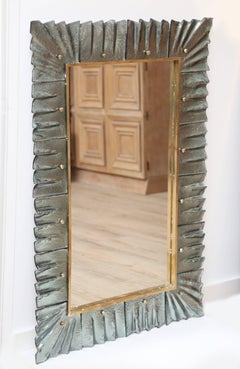Modern Aqua Green Murano Glass Mirror