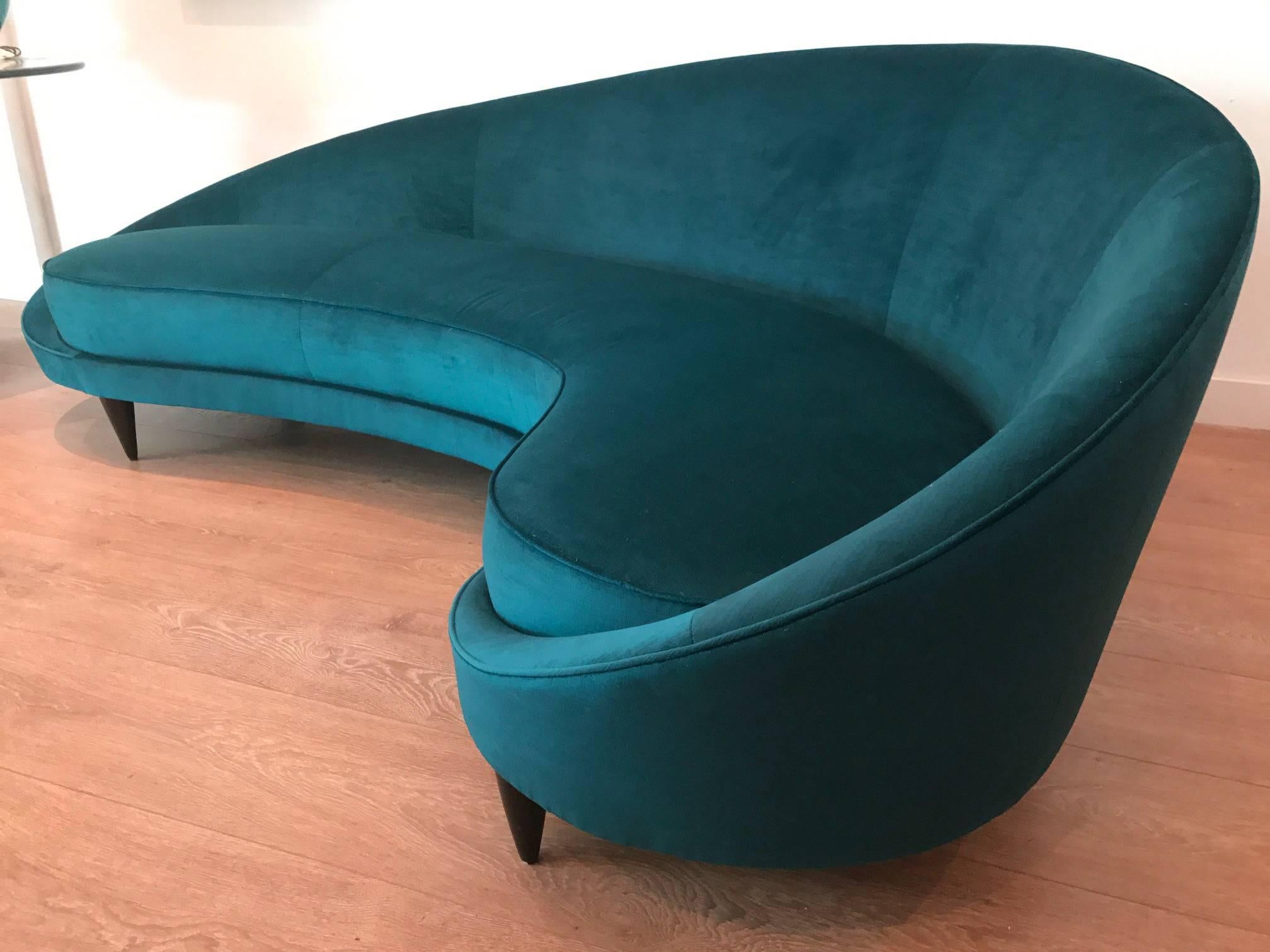 Mid-Century Modern Mid-Century Italian Large Curved Sofa by Federico Munari