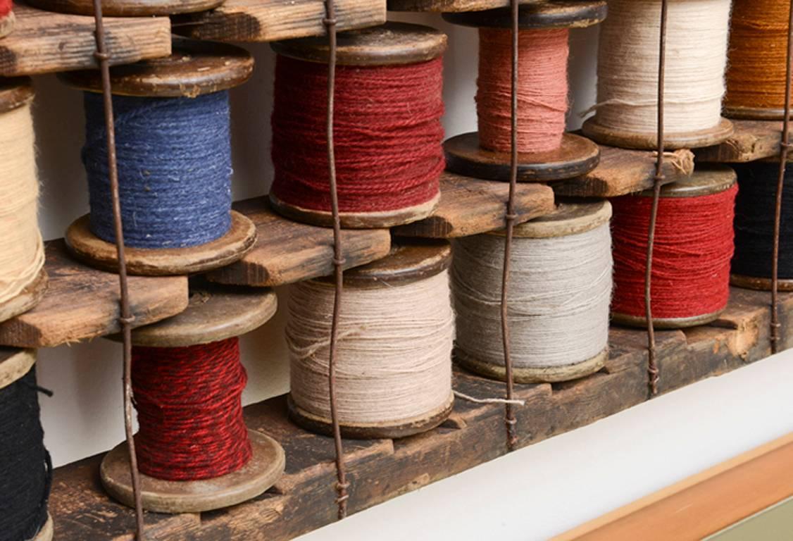 Industrial Folk Art Wool Yarn Bobbin Rack 1