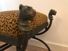 Pair of Bronze and Wrought Iron Stools Giacometti Style