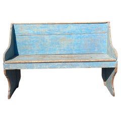 Antique 18th Century Blue Chapel Benches