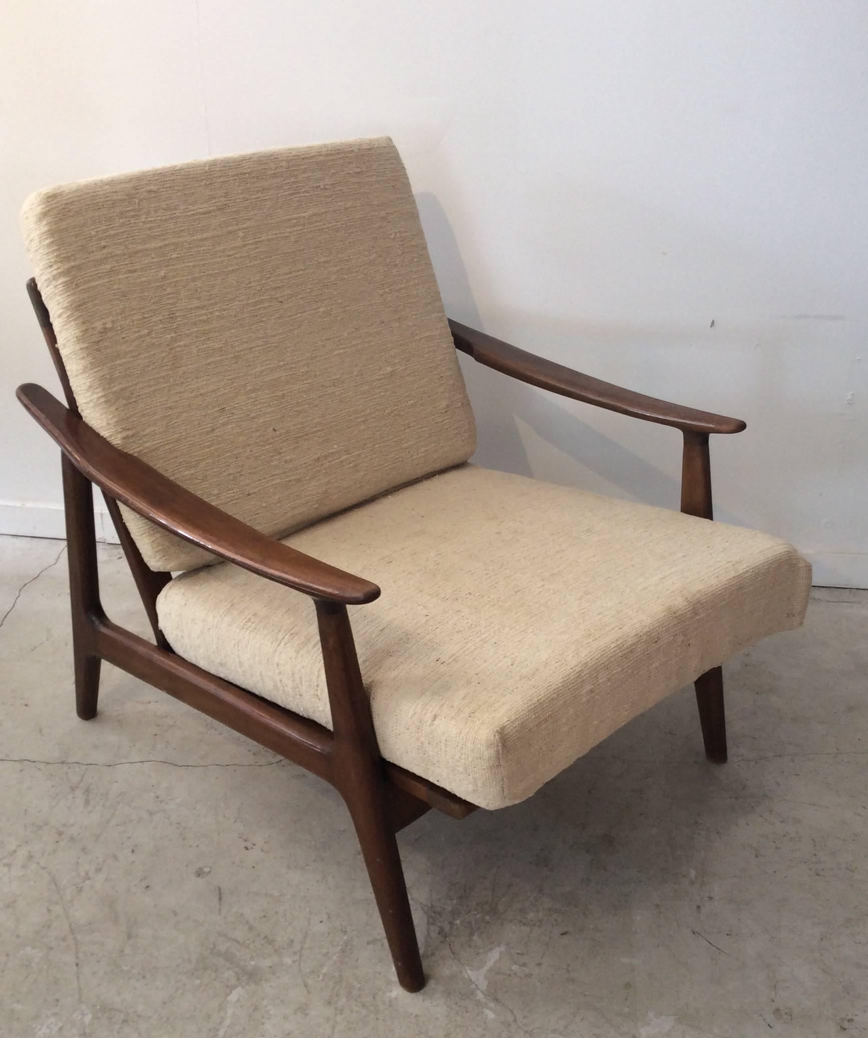 20th Century Danish Modern Finn Juhl Hans Wagner Style Walnut Lounge Chairs or Ott