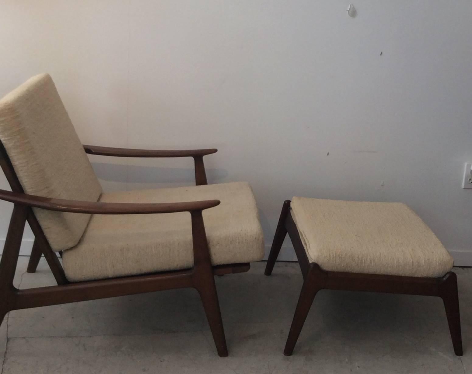 Danish Modern Finn Juhl Hans Wagner Style Walnut Lounge Chairs or Ott 2