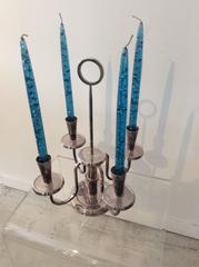 Mid-Century Modern Parzinger Style Georges Briard Silver Candelabra Centretable