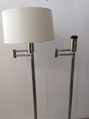 Pair of Mid-Century Modern Style Ralph Lauren Chrome Swing Arm Floor Lamps