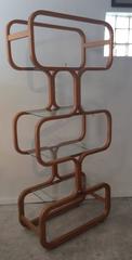 Mid-Century Modern Sculptural Molded Plywood Glass Etagere Wormley Dunbar Style