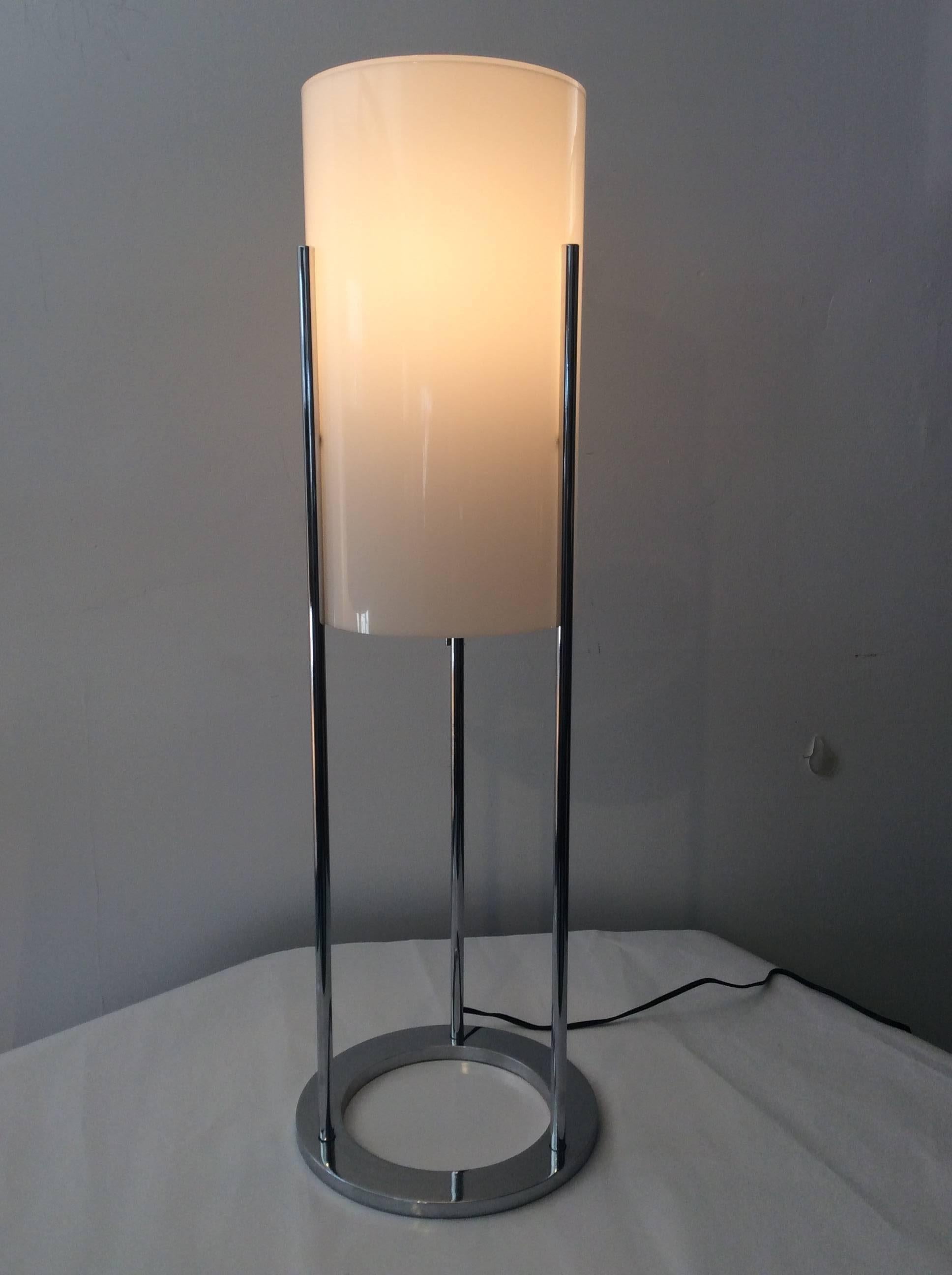 20th Century Mid-Century Modern Habitat Paul Mayen Chrome or Acrylic Cylinder Table Lamp For Sale