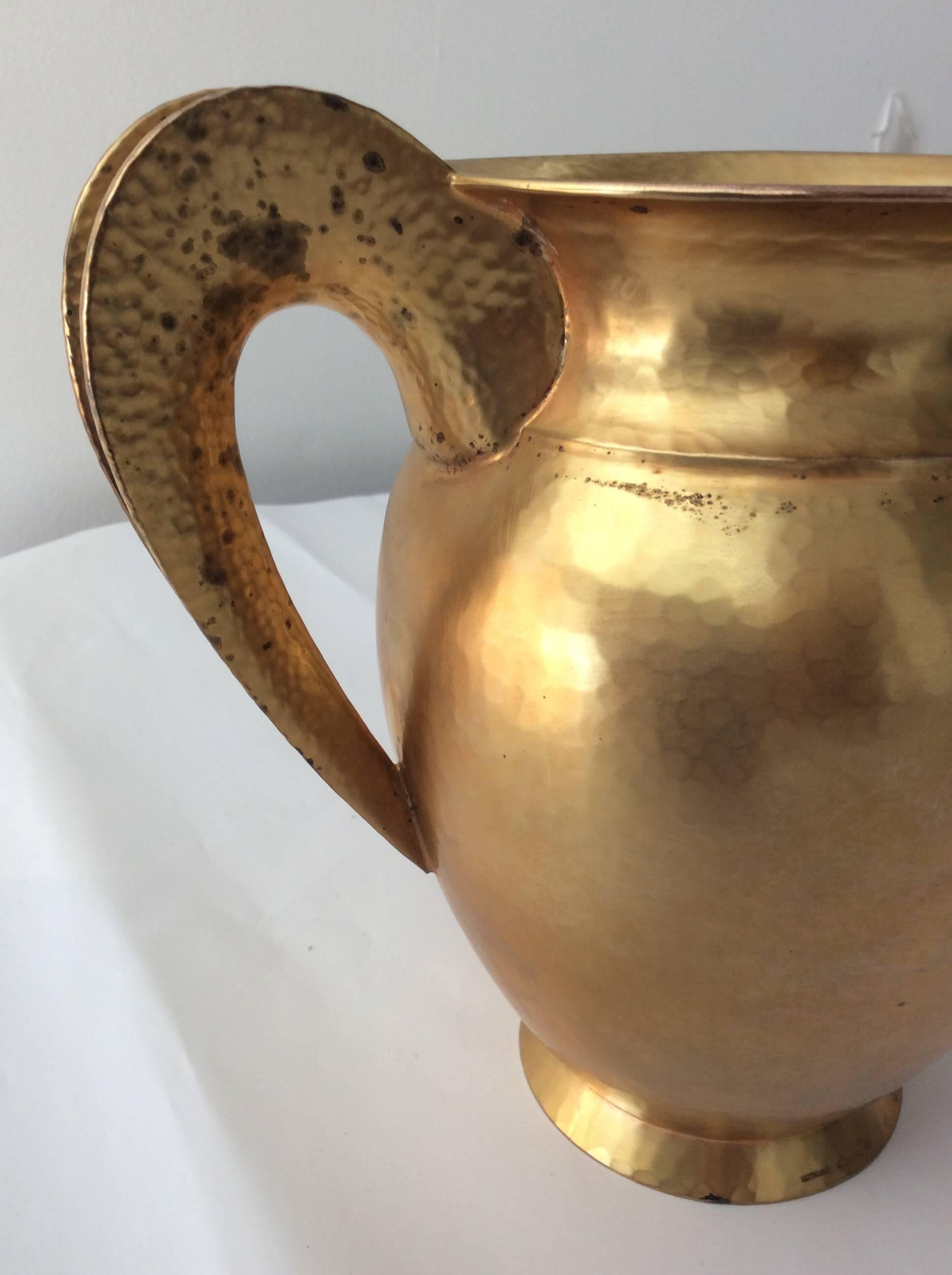 Etruscan Revival 20th Century Hi-End Italian Florence Pampaloni Sterling Gilded Water Pitcher  For Sale