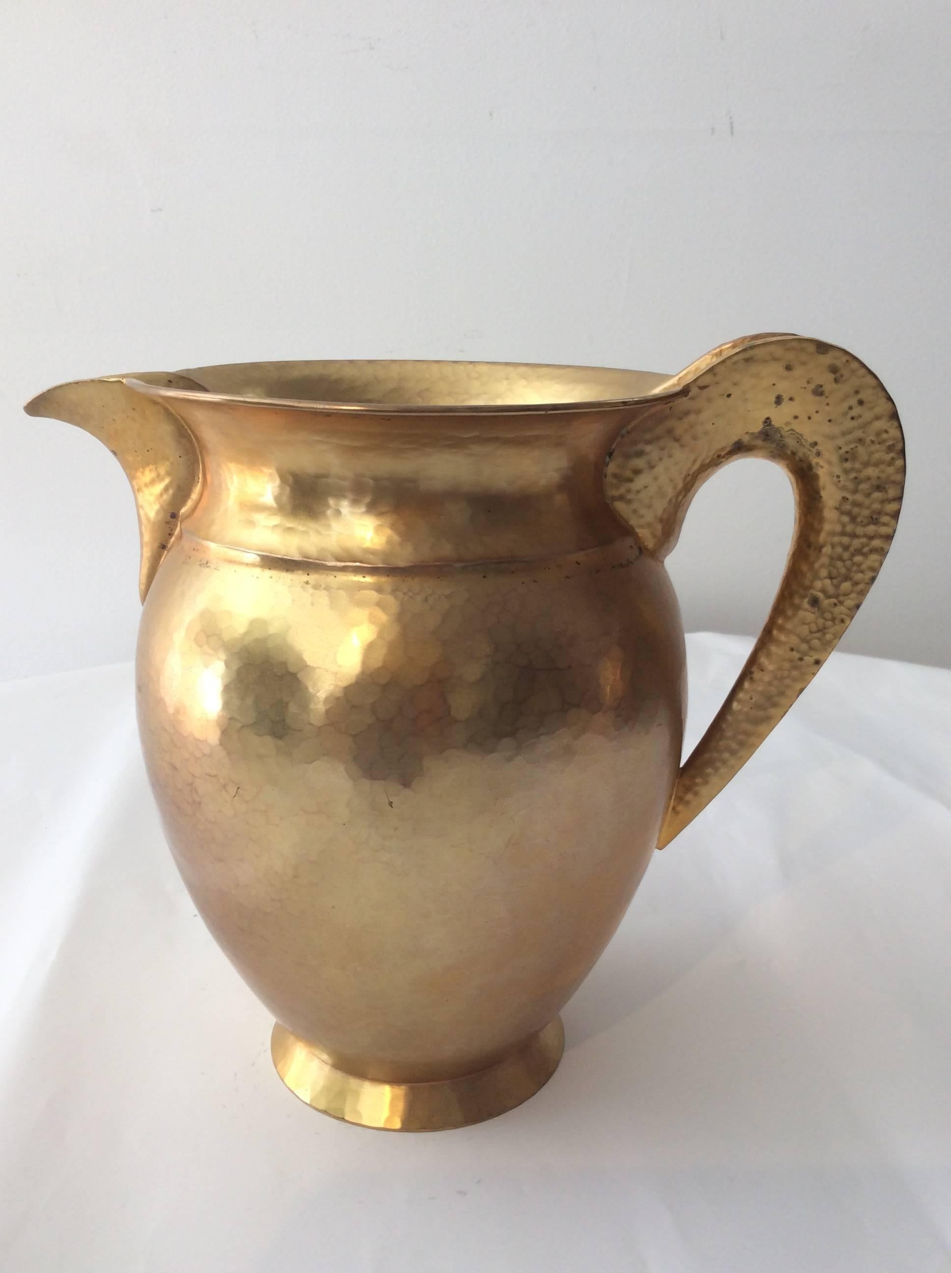 20th Century Hi-End Italian Florence Pampaloni Sterling Gilded Water Pitcher  In Good Condition For Sale In Miami, FL
