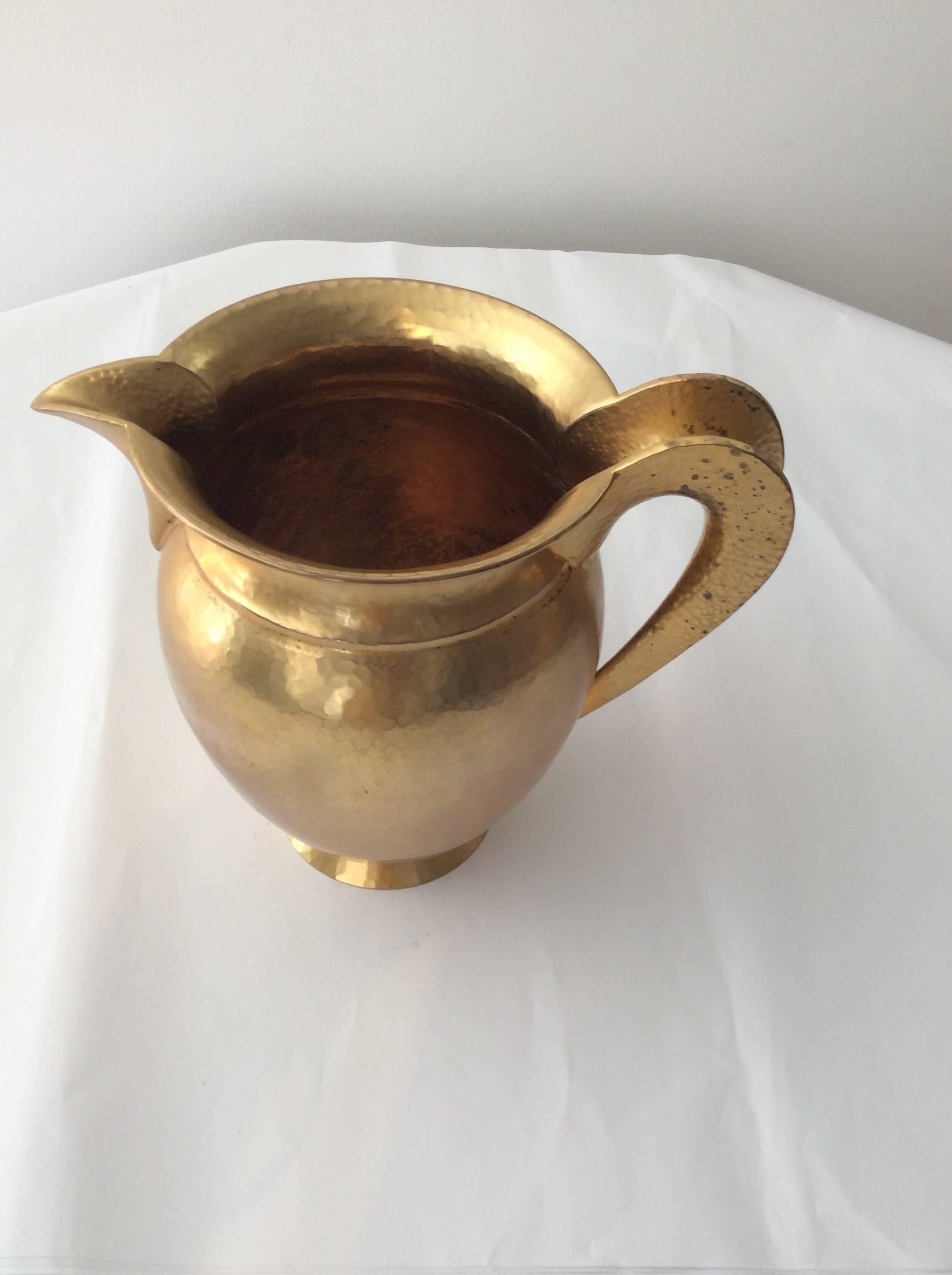 Sterling Silver 20th Century Hi-End Italian Florence Pampaloni Sterling Gilded Water Pitcher  For Sale