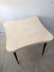 Hollywood Regency Art Deco Gilbert Rohde att. Vellum Ebony Brass Game Table