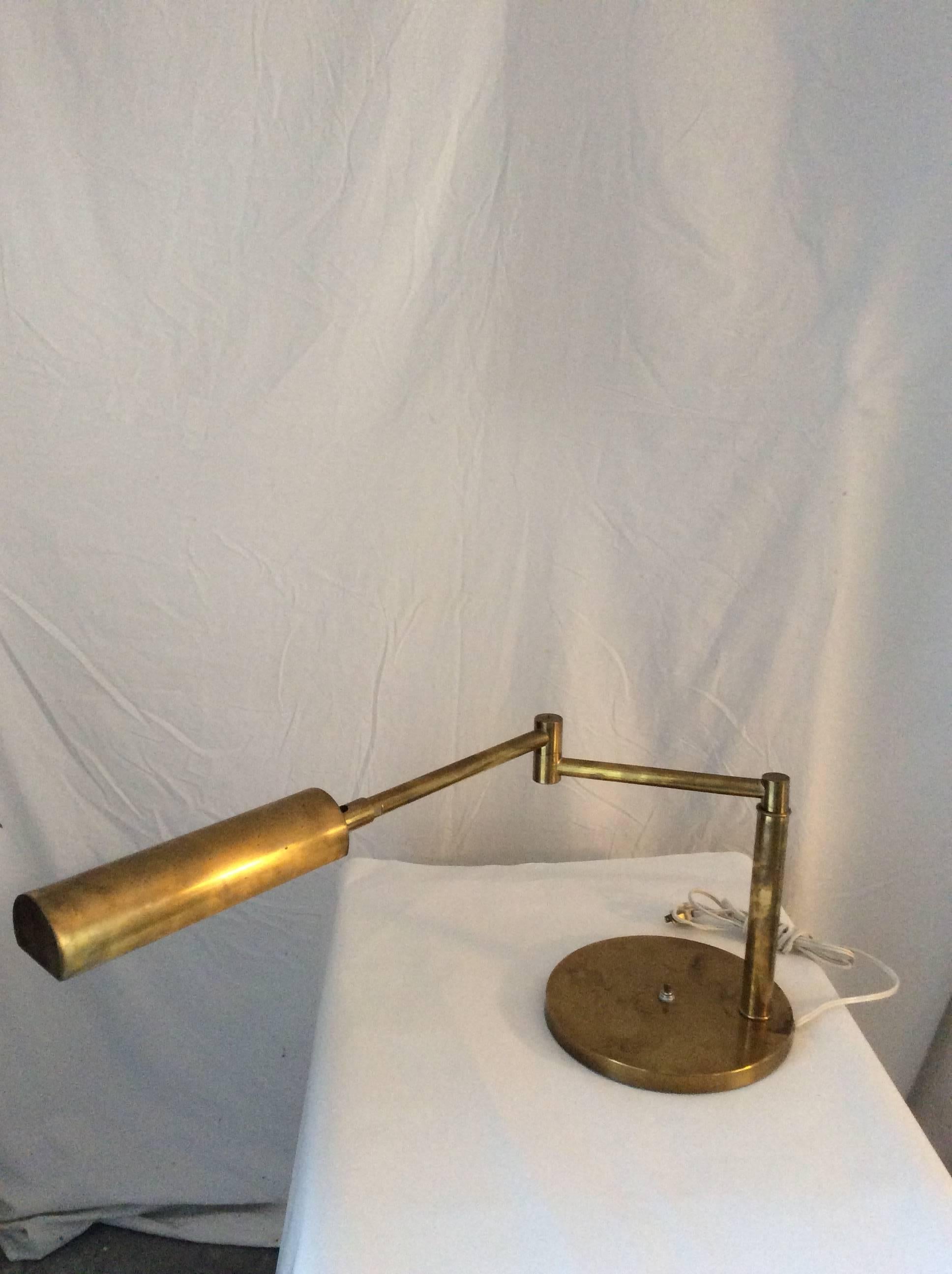 American Mid-Century Modern Koch & Lowy Style Swing Arm Brass/Chrome Table, Desk Lamp For Sale