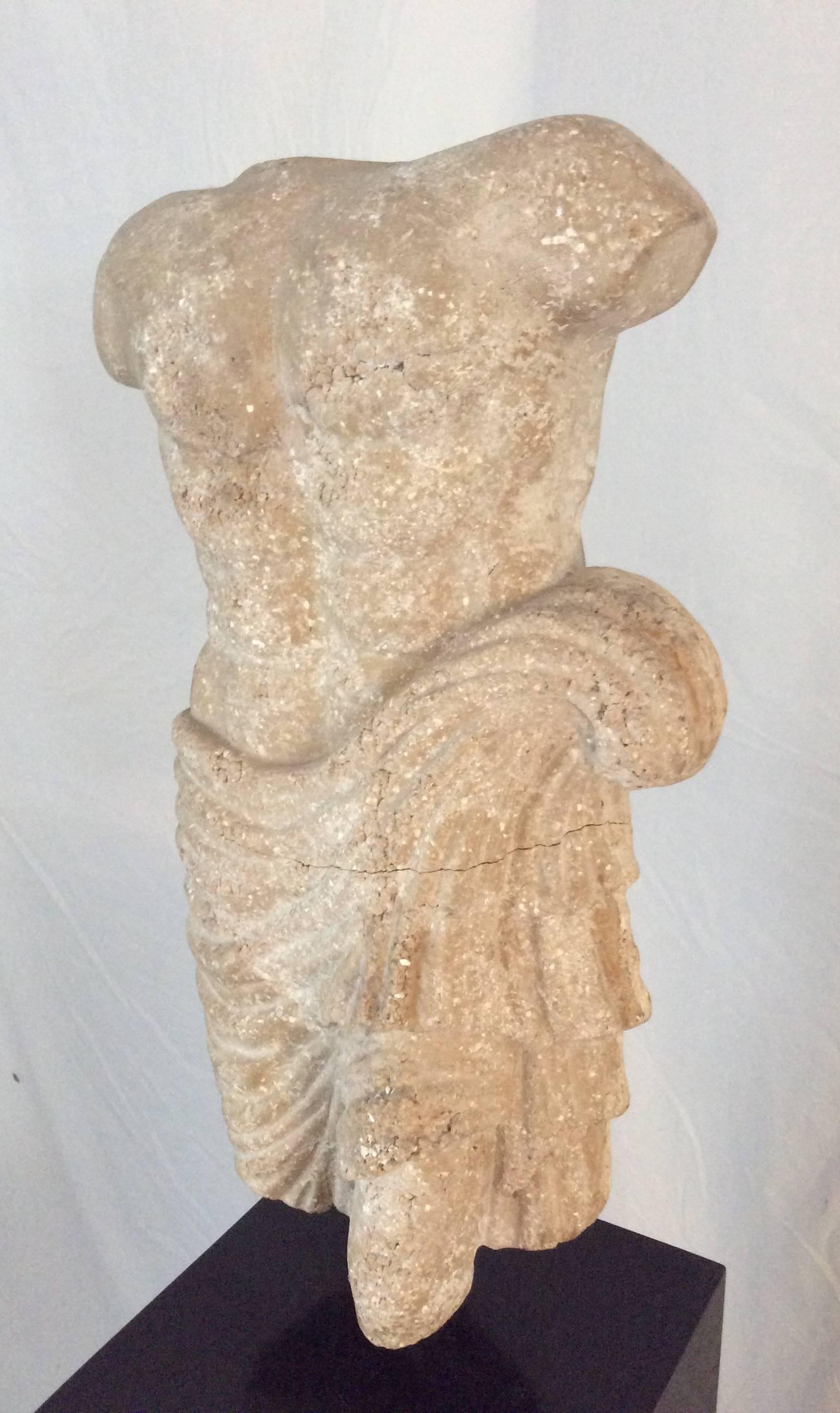 20th Century Decorative Antique Style Greco / Roman Stone Male Torso / Bust Sculpture