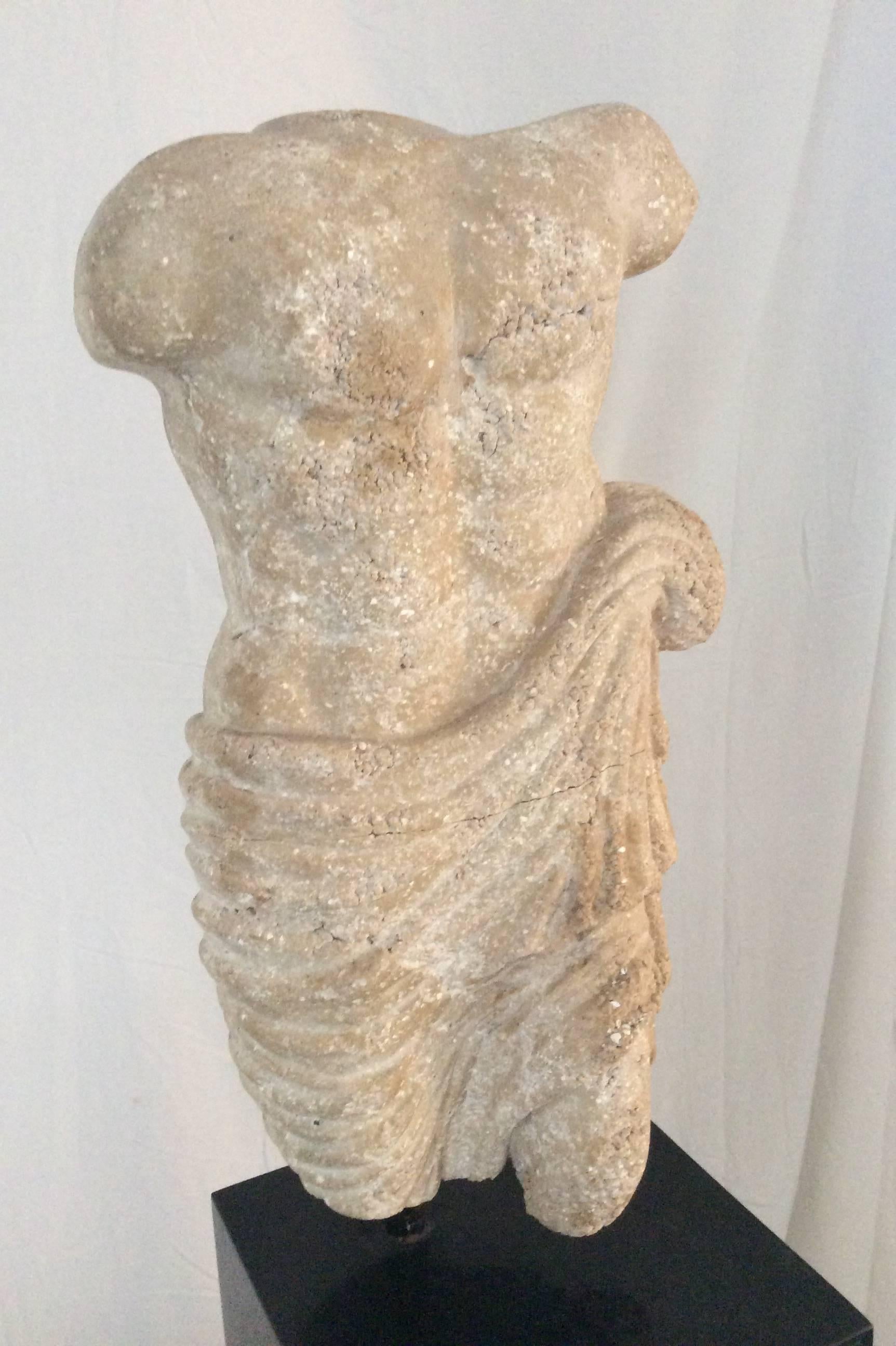 Decorative Antique Style Greco / Roman Stone Male Torso / Bust Sculpture 1