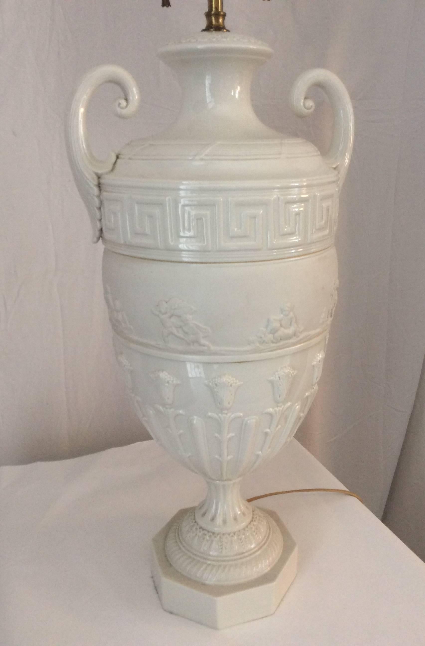 Hollywood Regency Blanc De Chine Italian Classical Porcelain D'Arte Table Lamp 1