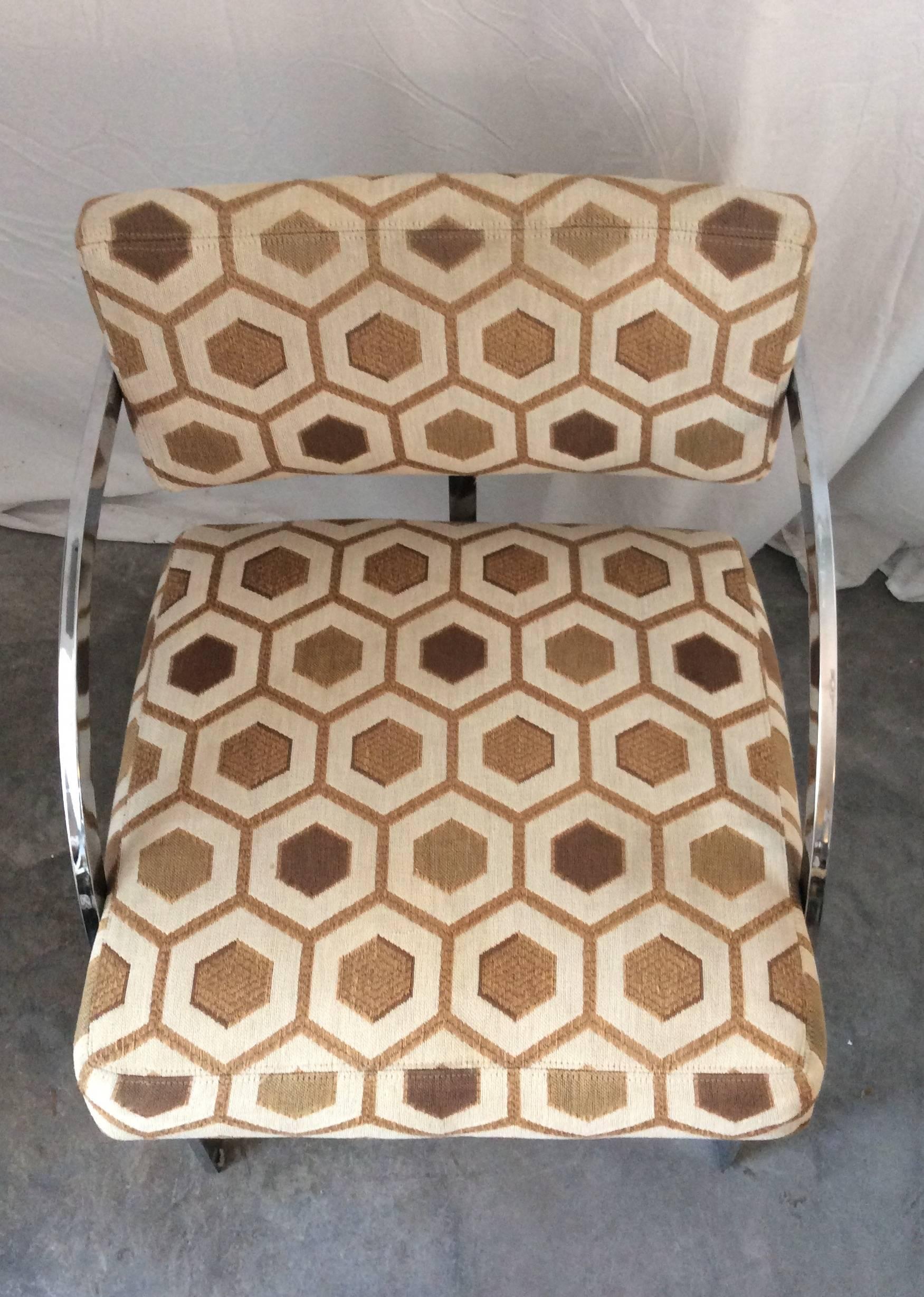 Fabric Four Mid-Century Modern Thayer Coggin Milo Baughman Chrome Dining Chairs