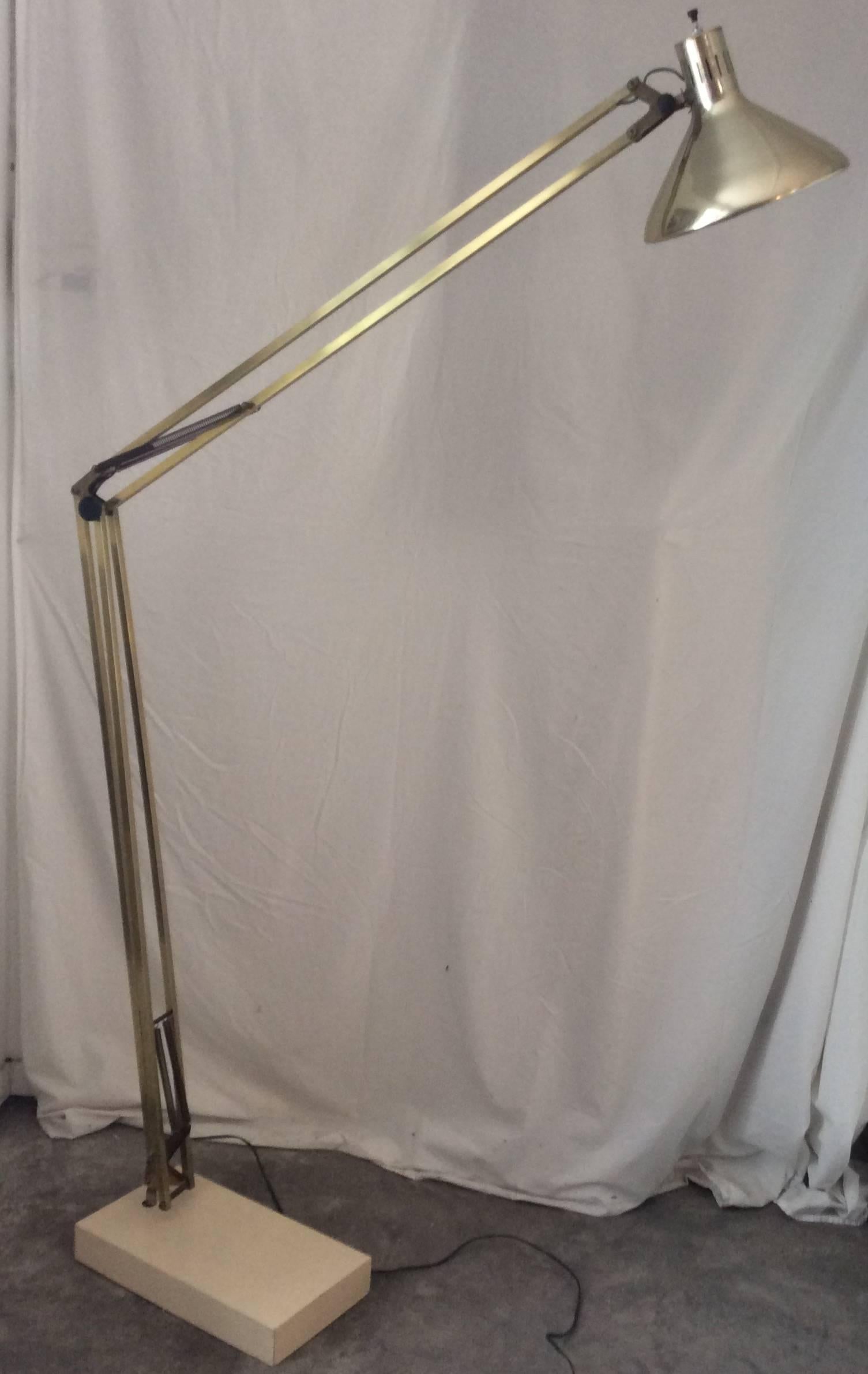 20th Century Mid-Century Modern Gaetano Pesce Style Architecture Brass Adjustable Floor Lamp