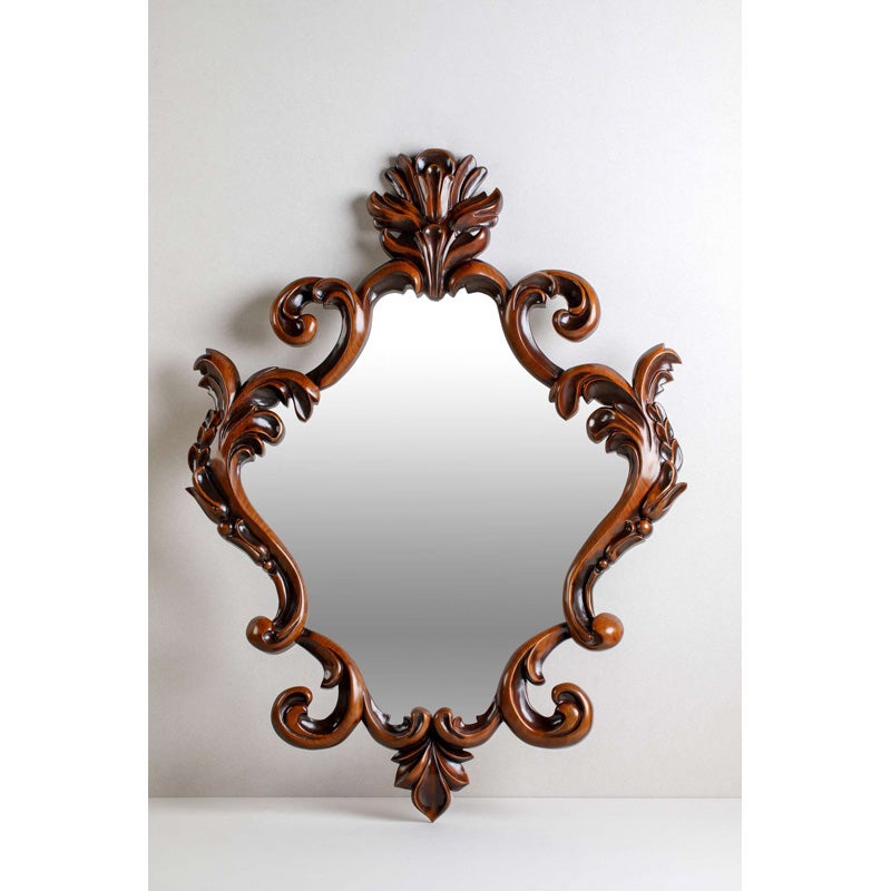 Hand Carved Cherry Wood Style Carved Mirror For Sale