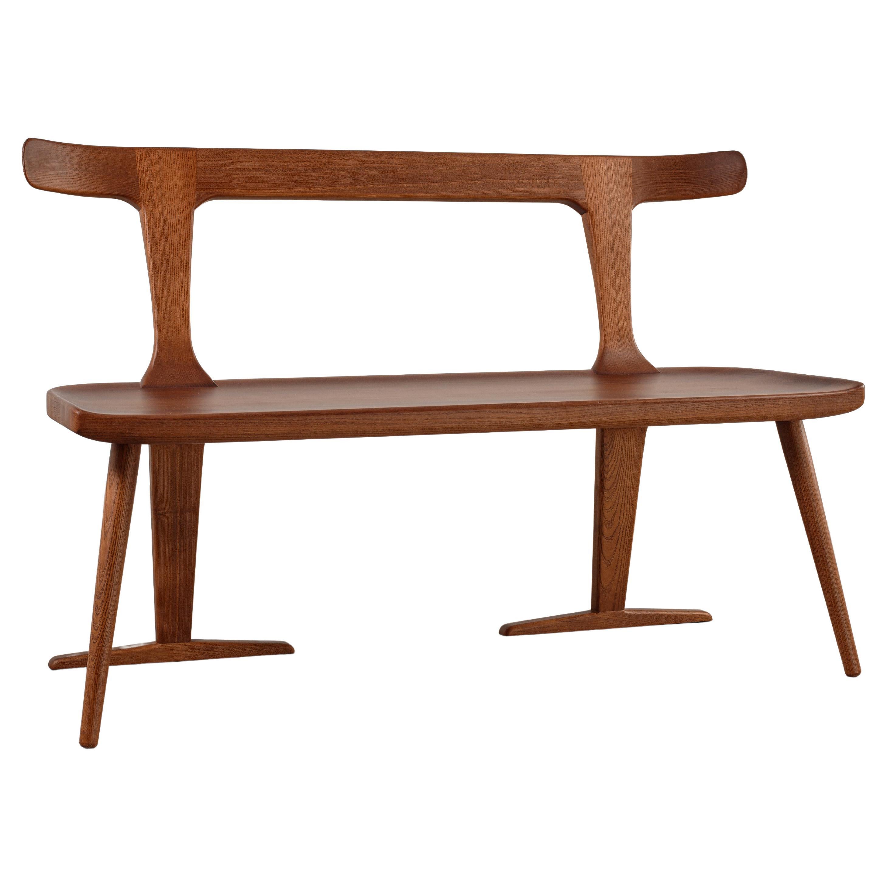Brown Ash Solid Wood Bench, Entryway Wood Bench