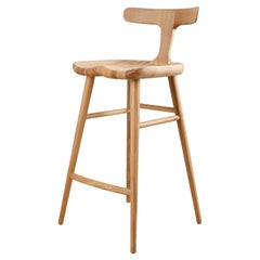 Sedie da bar in legno massiccio Anvil Ash con schienale