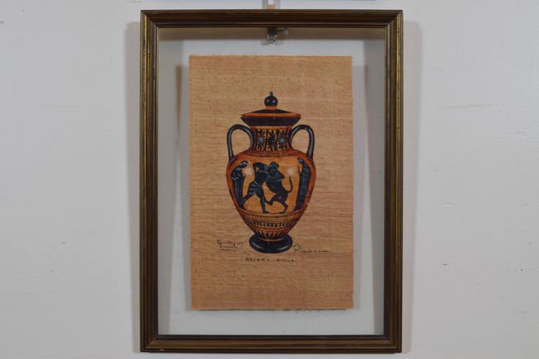 Two Italian Paintings on Paper of Greek Vessels, 20th Century In Excellent Condition For Sale In Atlanta, GA