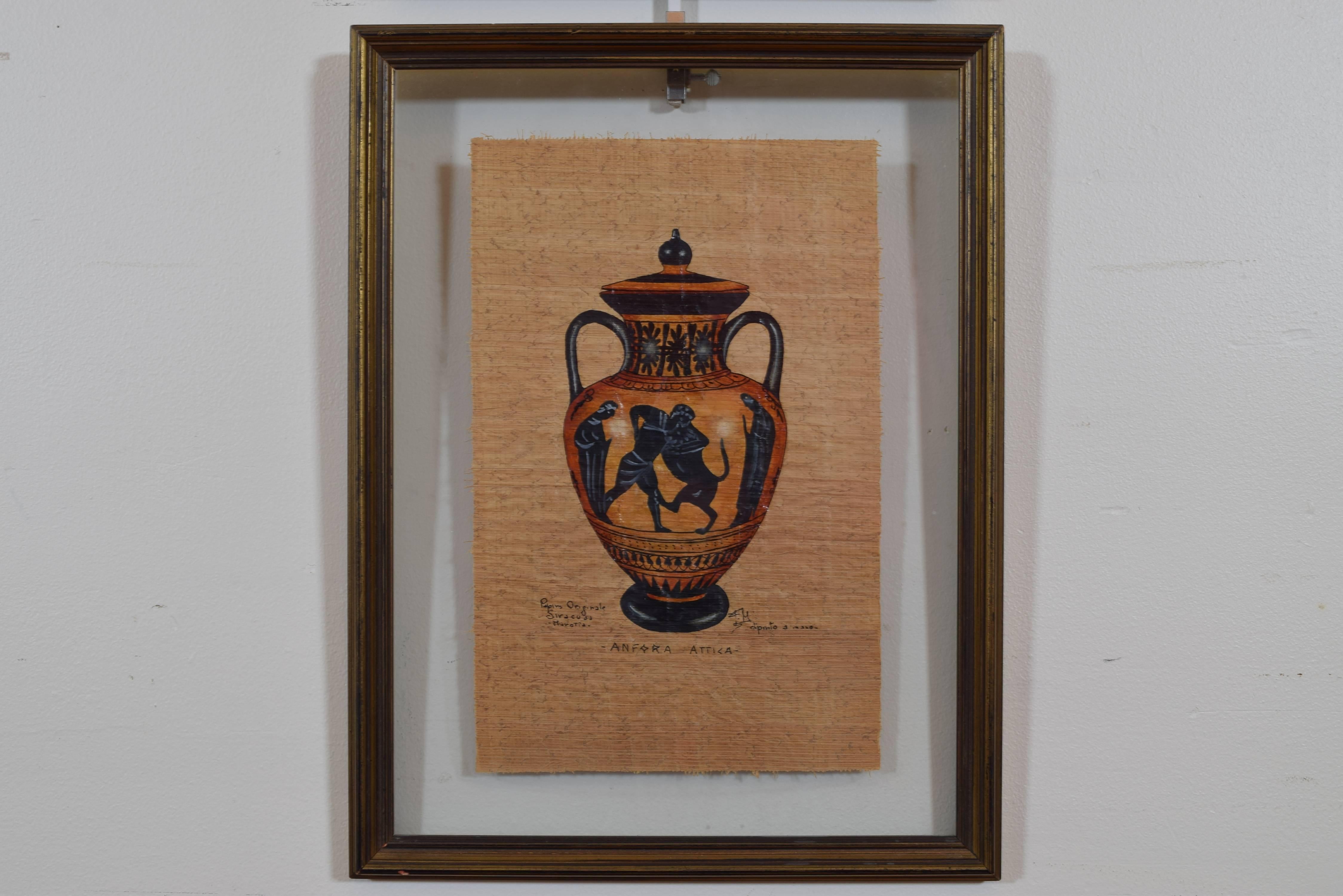 Two Italian Paintings on Paper of Greek Vessels, 20th Century In Excellent Condition In Atlanta, GA