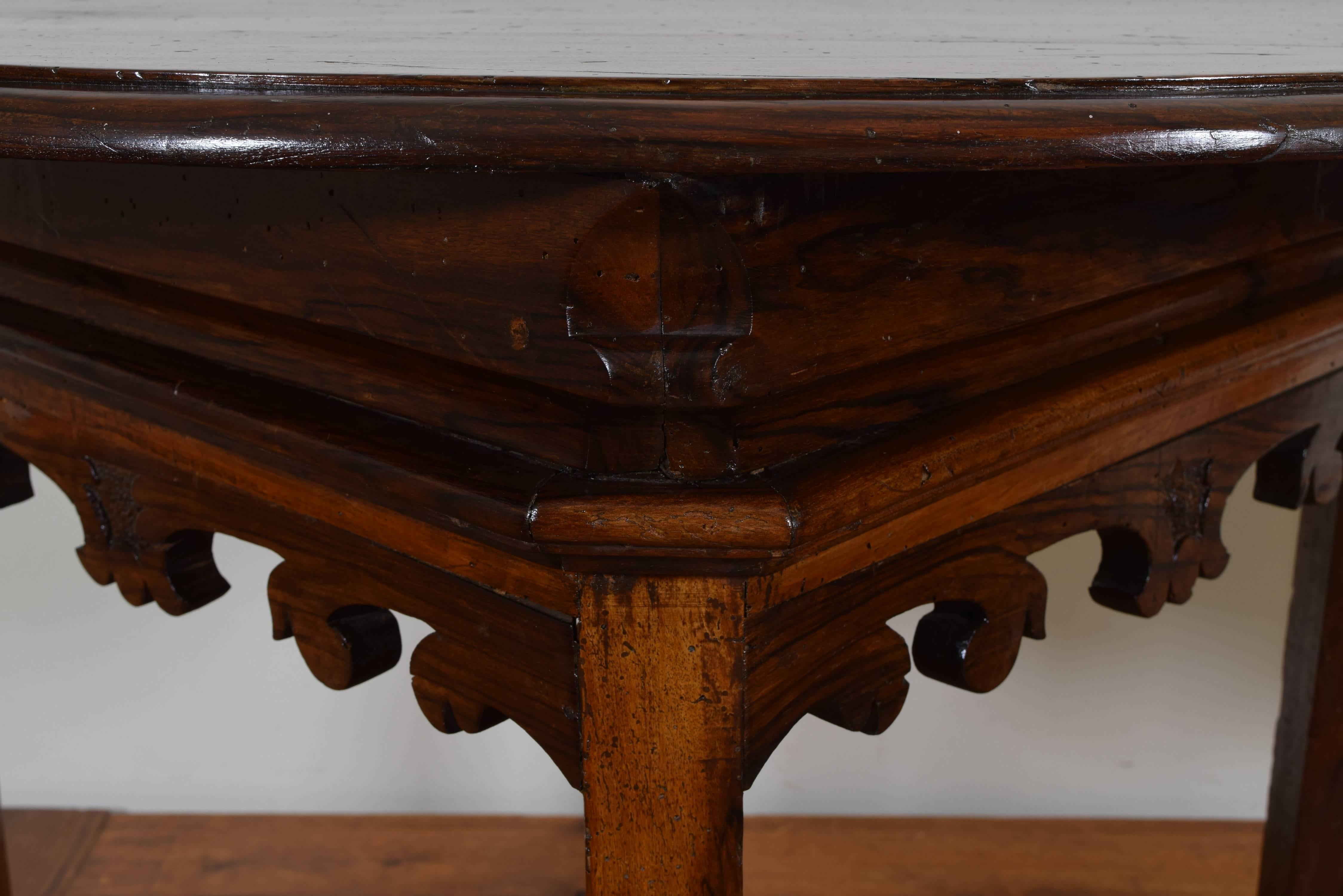 Pair of Italian, Emiliana, Carved Demilune Console Tables, 19th Century 2