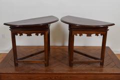 Pair of Italian, Emiliana, Carved Demilune Console Tables, 19th Century