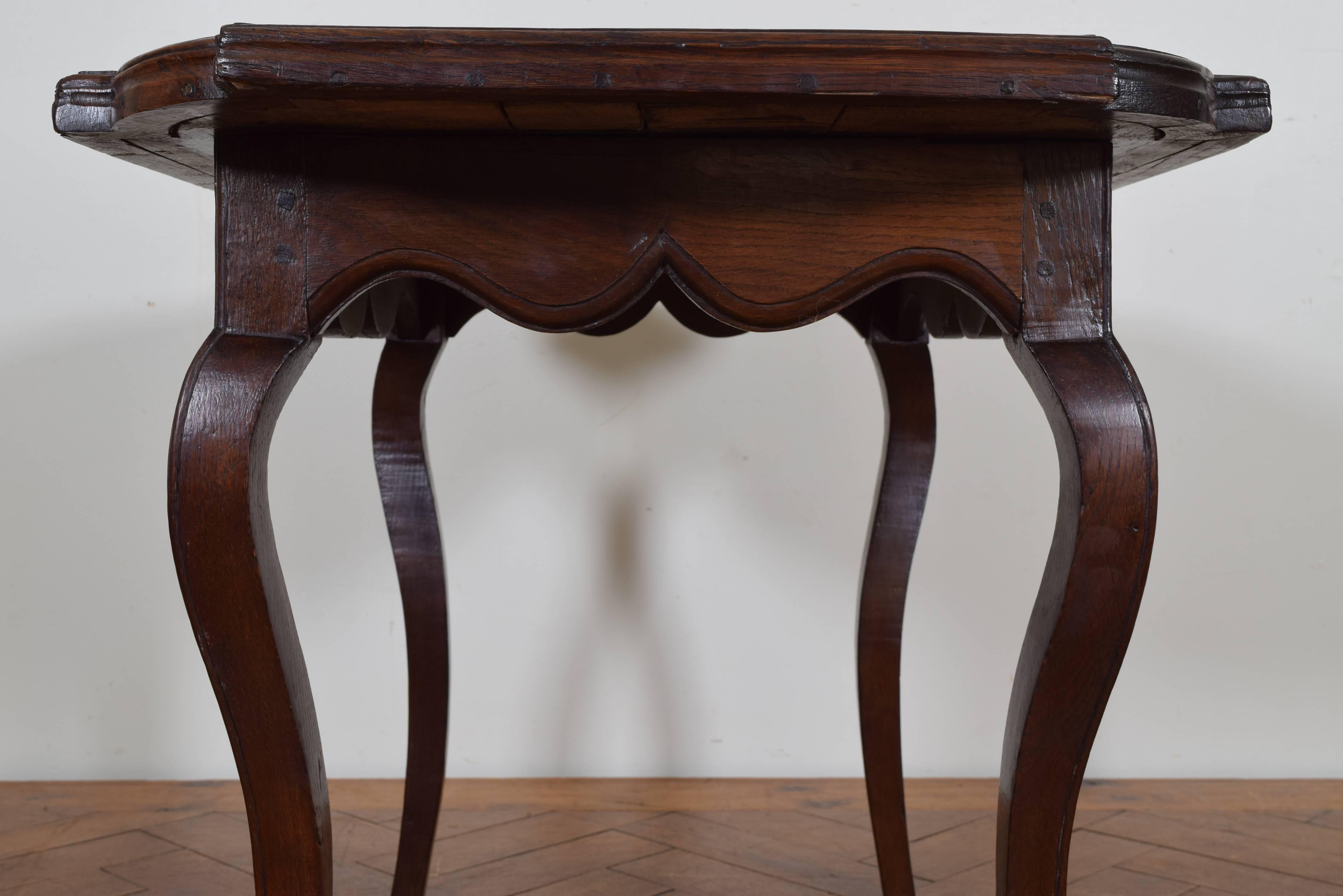 French Louis XIV / Louis XV Oak and Leather Decorated Table