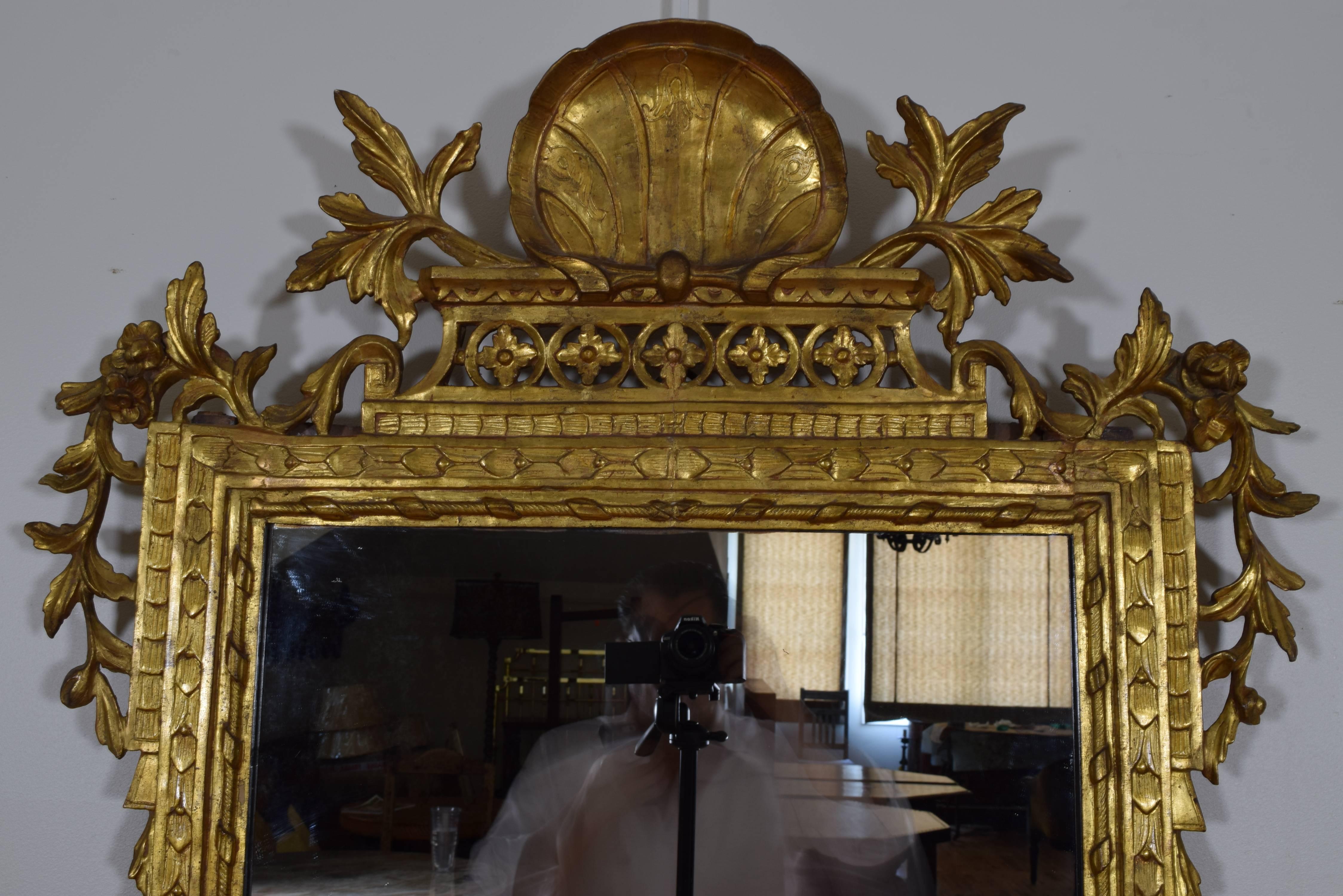 Italian Rome Carved Neoclassic Giltwood Mirror Third Quarter of the 18th Century 2
