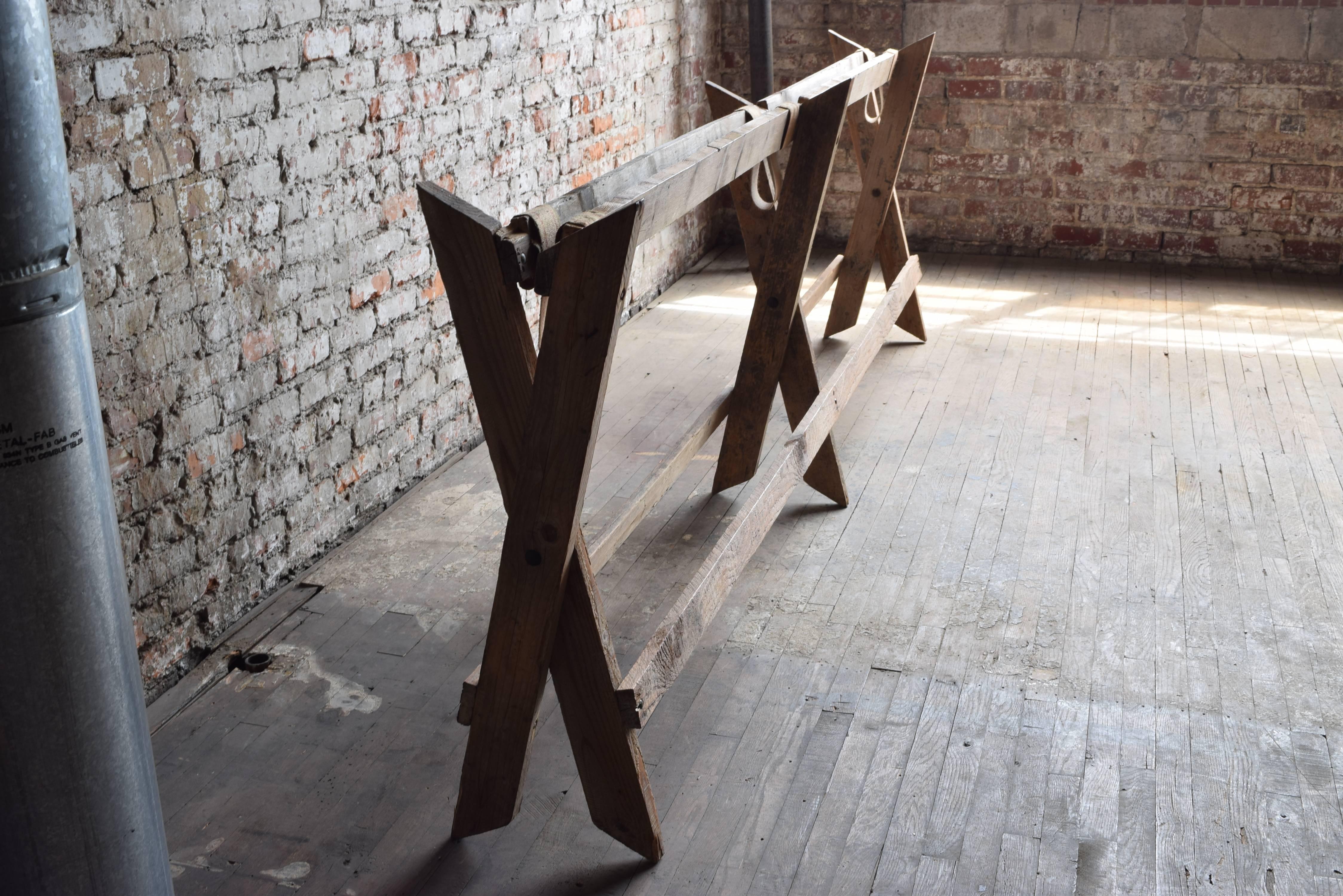 19th Century Enormous French Pine Dining Table on Triple Trestle Base