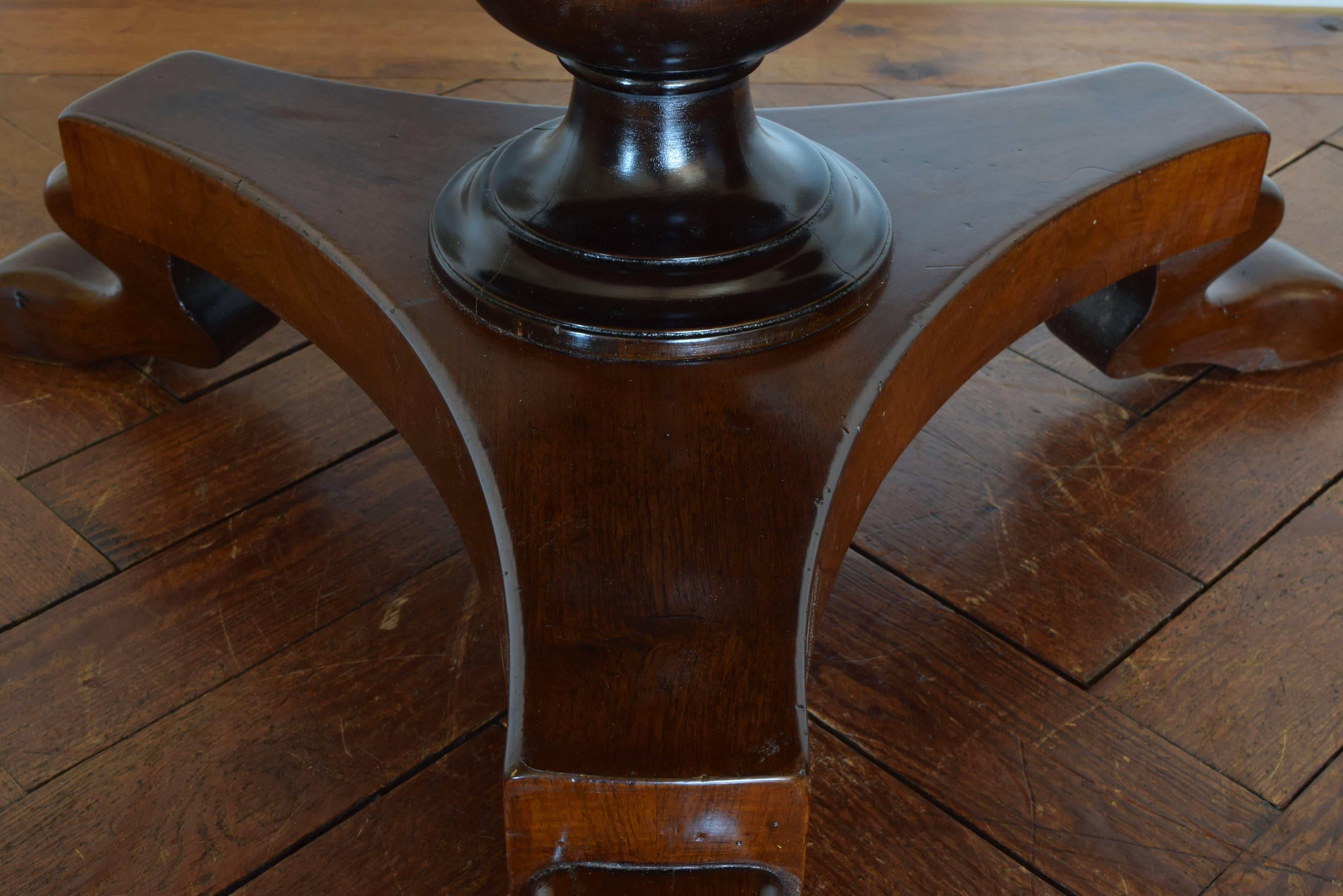 Italian Late Neoclassic Walnut and Ebonized Four-Drawer Center Table In Excellent Condition In Atlanta, GA