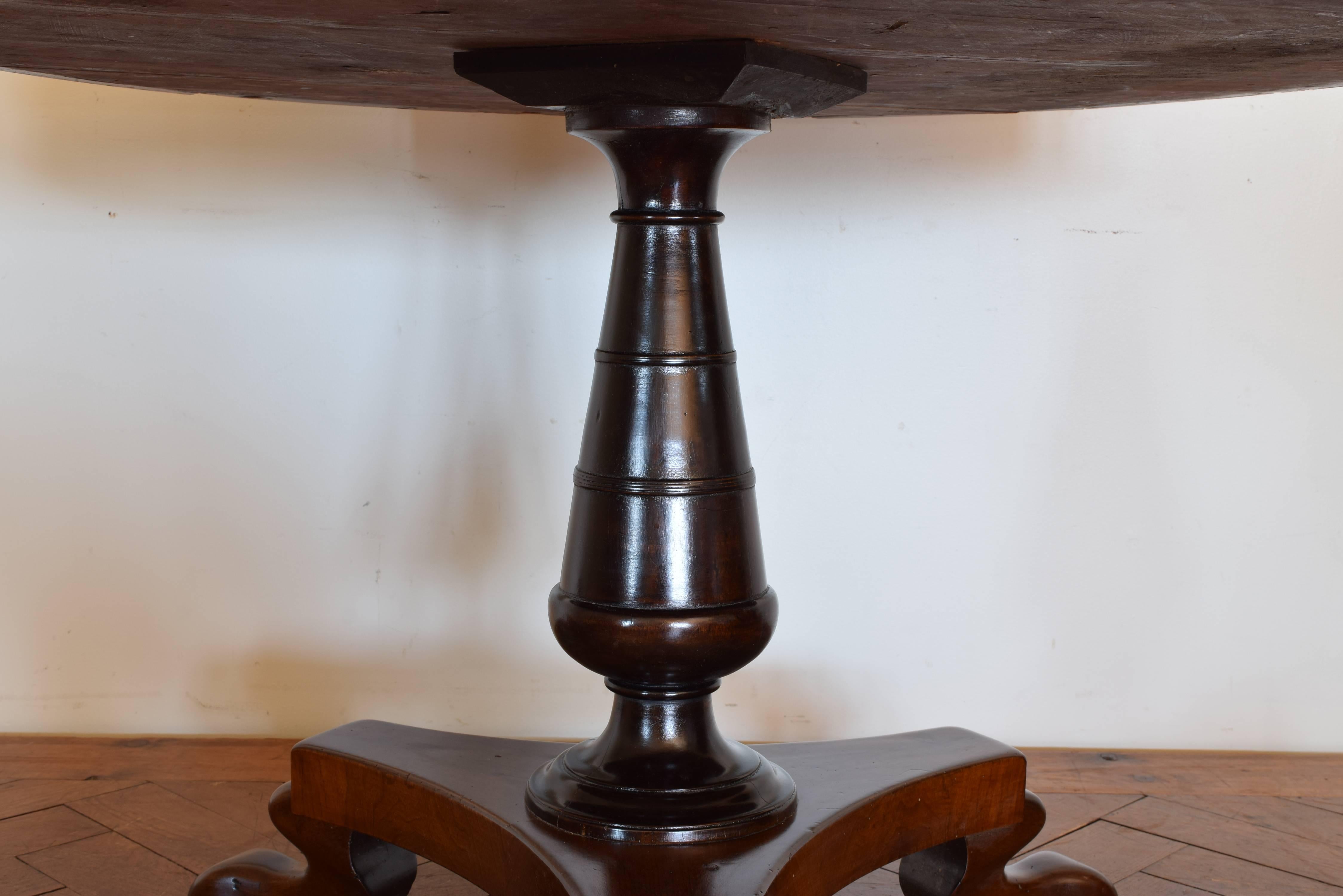 Neoclassical Italian Late Neoclassic Walnut and Ebonized Four-Drawer Center Table