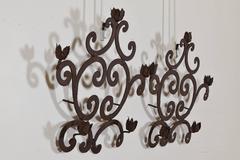 Pair of Italian Rococo Wrought Iron Five-Light Candle Sconces, Mid-18th Century