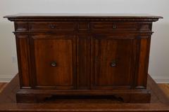Italian Baroque Walnut Two-Drawer, Two-Door Credenza, Late 17th Century