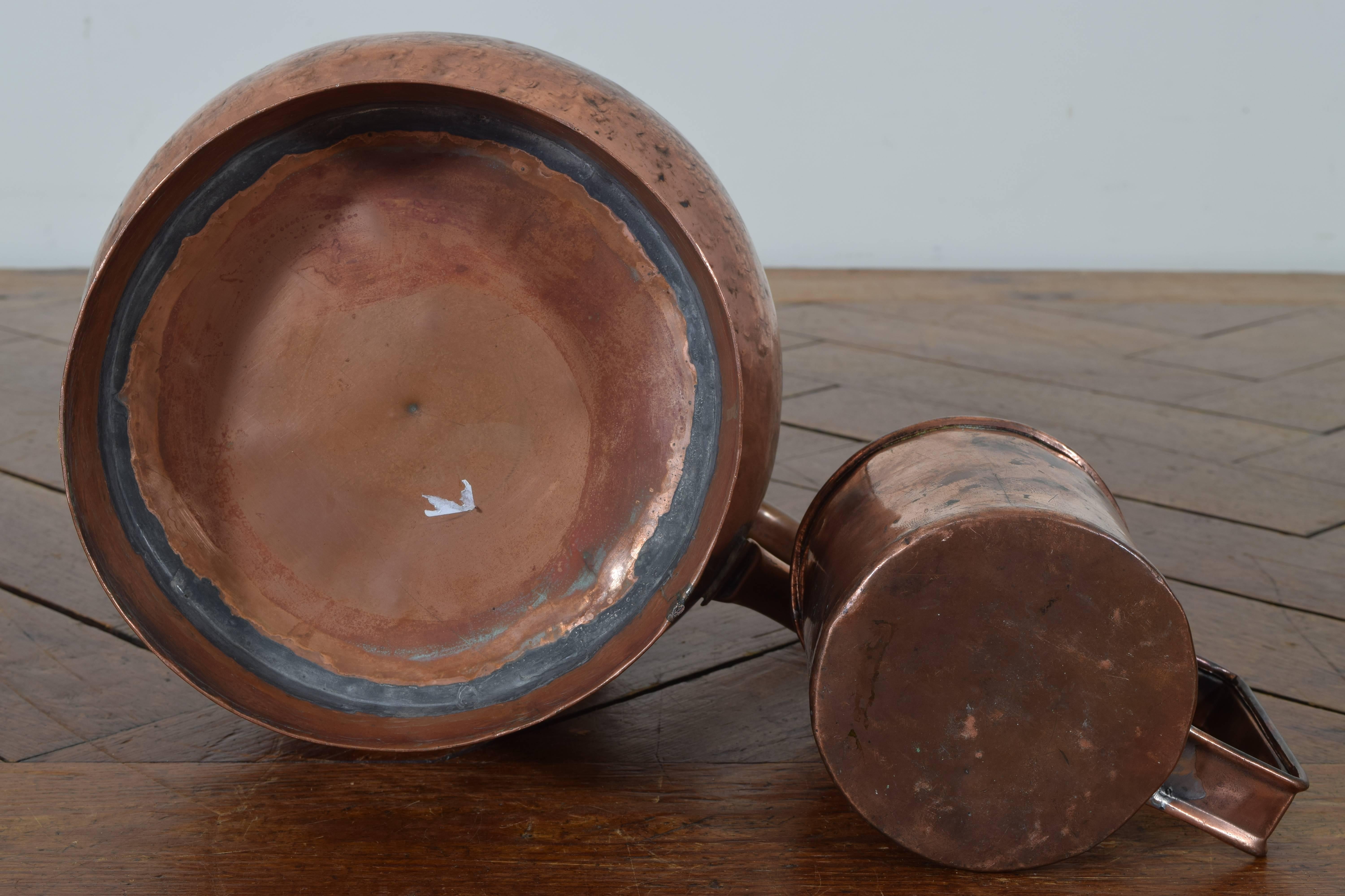 French Copper Pitcher and Mug, 19th Century 2