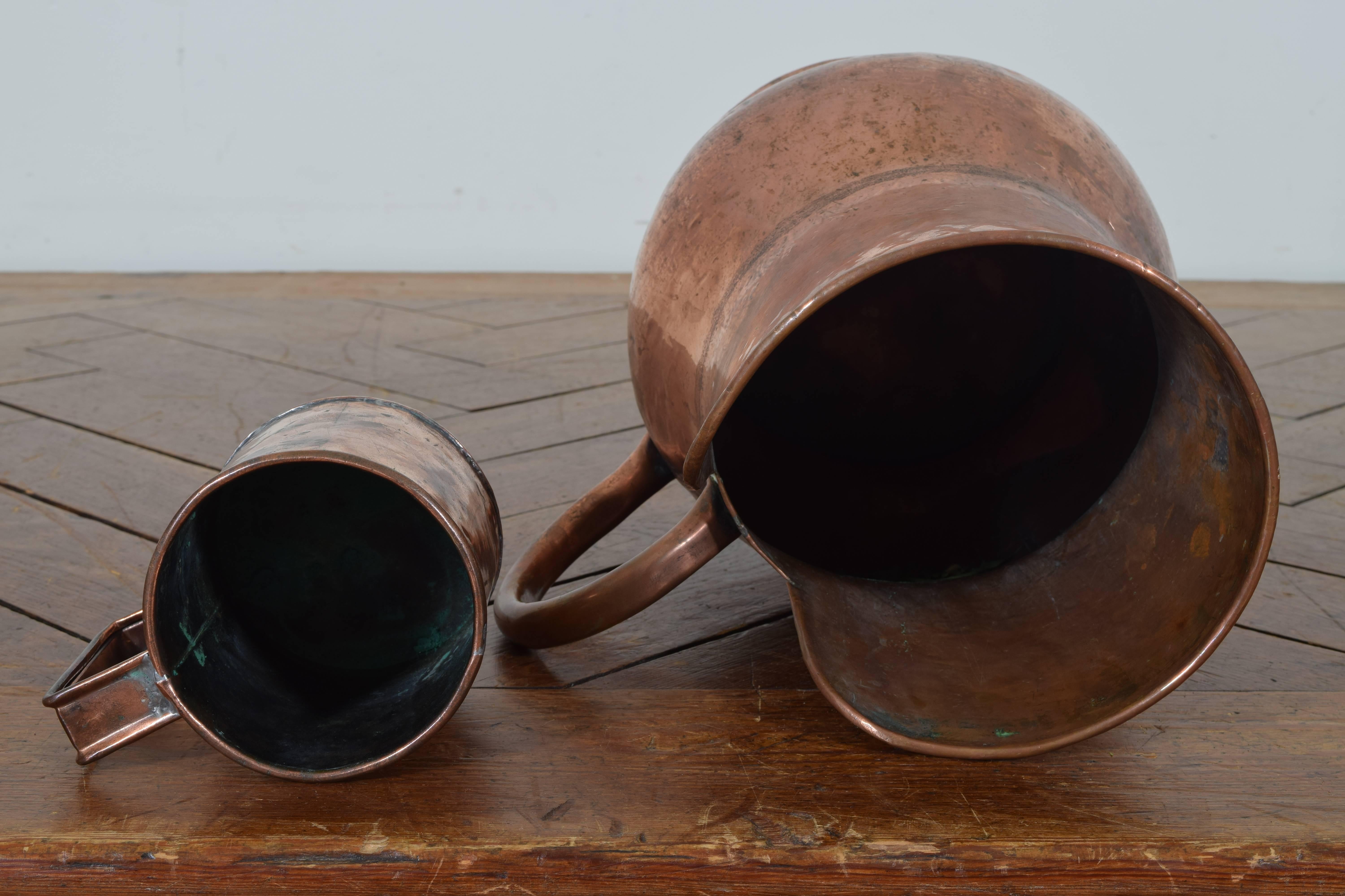 French Copper Pitcher and Mug, 19th Century 1